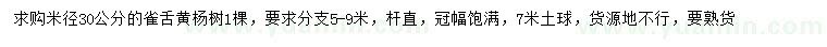 求購(gòu)米徑30公分雀舌黃楊