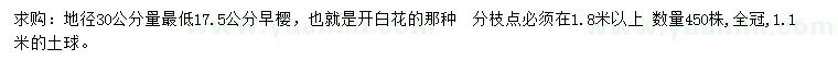 求購30量18公分早櫻