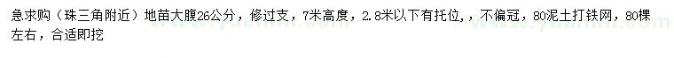 求購26公分大腹