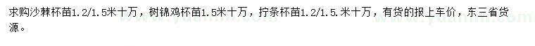 求購(gòu)沙棘、樹(shù)錦雞、擰條