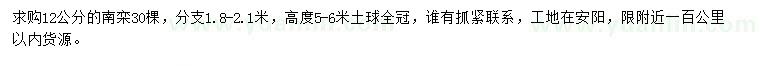 求購12公分南欒