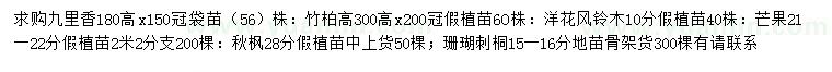 求購九里香、竹柏、洋花風(fēng)鈴木等