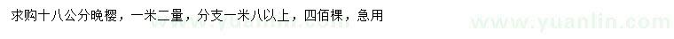 求購1.2米量18公分晚櫻