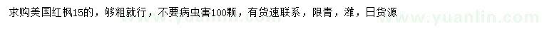 求購15公分美國紅楓