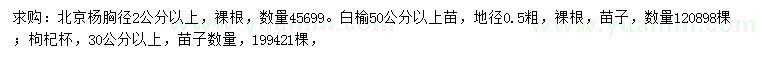 求購北京楊、白榆、枸杞