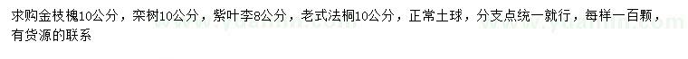 求購金枝槐、欒樹、紫葉李等