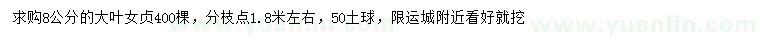 求購(gòu)8公分大葉女貞