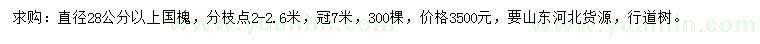 求購(gòu)直徑28公分以上國(guó)槐