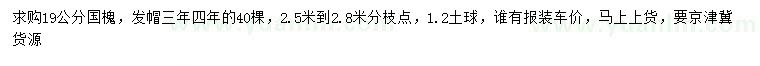 求購(gòu)19公分國(guó)槐