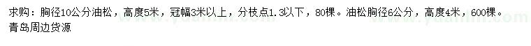 求購胸徑6、10公分油松