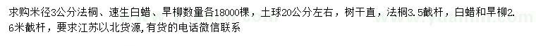 求購法桐、速生白蠟、旱柳