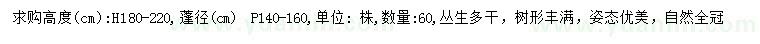 求購高180-220公分叢生八月桂
