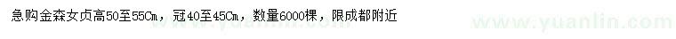 求購高50-55公分金森女貞