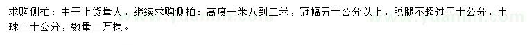 求購(gòu)高1.8-2米側(cè)柏