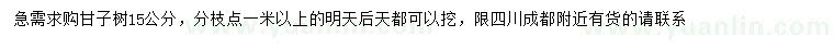 求購15公分甘子樹