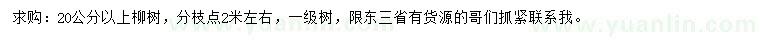求購(gòu)20公分以上柳樹