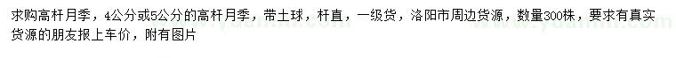 求購4、5公分高桿月季