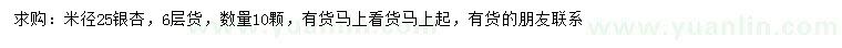 求購(gòu)米徑25公分銀杏