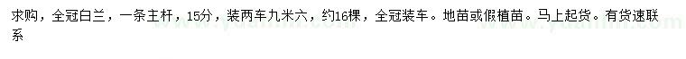求購(gòu)15公分白蘭