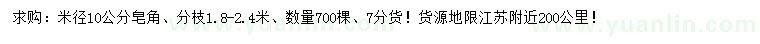 求購米徑10公分皂角