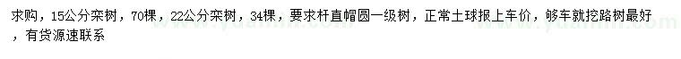 求購15、22公分欒樹