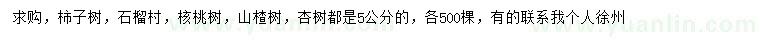 求購(gòu)柿子、石榴、核桃樹等