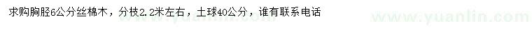 求購胸徑6公分絲棉木