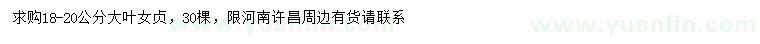 求購18-20公分大葉女貞
