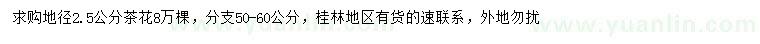 求購(gòu)地徑2.5公分茶花