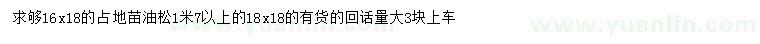 求購1.7米以上油松