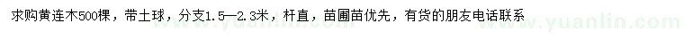 求購11-13公分黃連木