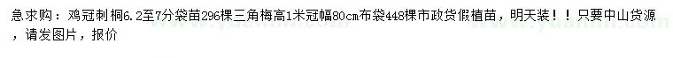 求購(gòu)6.2-7公分雞冠刺桐、高1米三角梅