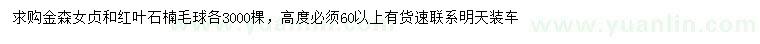 求購(gòu)高60公分以上金森女貞、紅葉石楠毛球