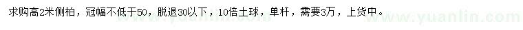 求購高2米側(cè)柏