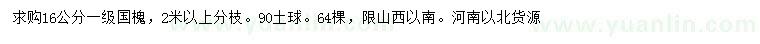 求購16公分國槐