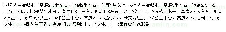 求購叢生金銀木、叢生木槿、叢生丁香