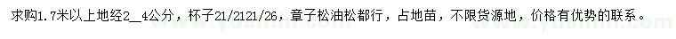 求購(gòu)1.7米以上樟子松、油松