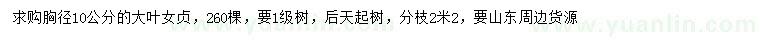 求購胸徑10公分大葉女貞
