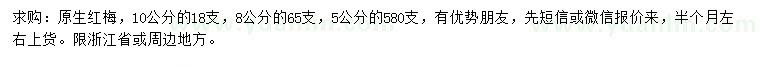求購(gòu)5、8、10公分紅梅