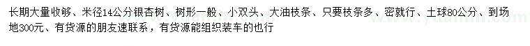 求購(gòu)米徑14公分銀杏
