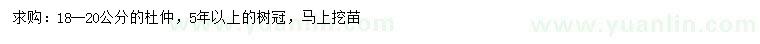 求購18-20公分杜仲