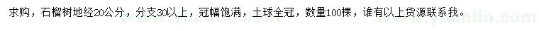 求購(gòu)地徑20公分石榴樹(shù)