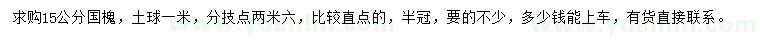 求購(gòu)15公分國(guó)槐