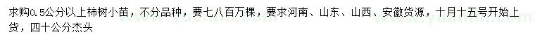 求購0.5公分以上柿樹小苗