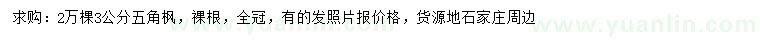 求購(gòu)3公分五角楓