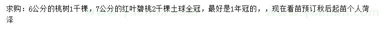 求購6公分桃樹