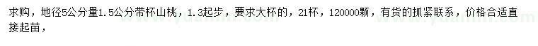 求購1.5公分山桃