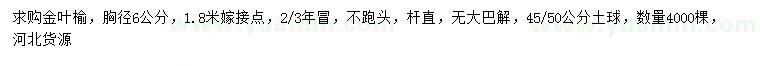 求購(gòu)胸徑6公分金葉榆