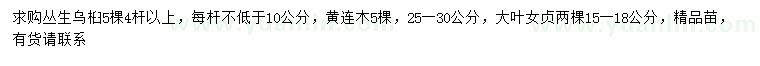 求購叢生烏桕、黃連木、大葉女貞