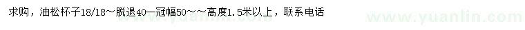 求購冠幅50公分油松